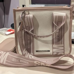 Steve Madden Canvas Tote Bwebber Bag with Carrying Case